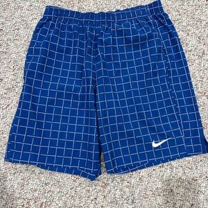Nike Dri-Fit Blue Grid Pattern Athletic Shorts | Men’s L | Lightweight Shorts